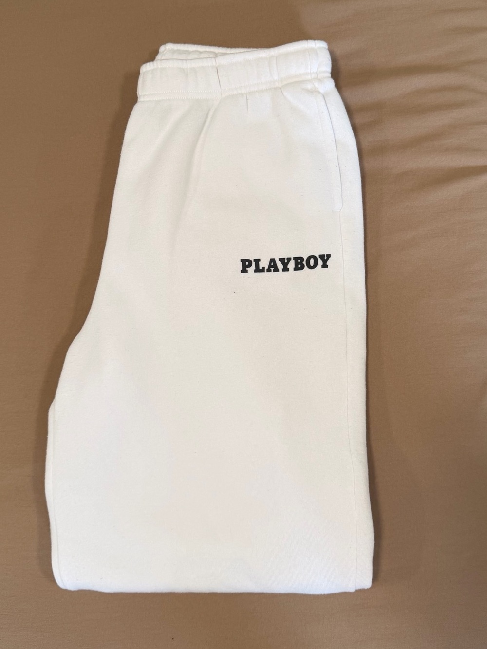 PLAYBOY White Sweatpants with Black Logo - Picture 1 of 3